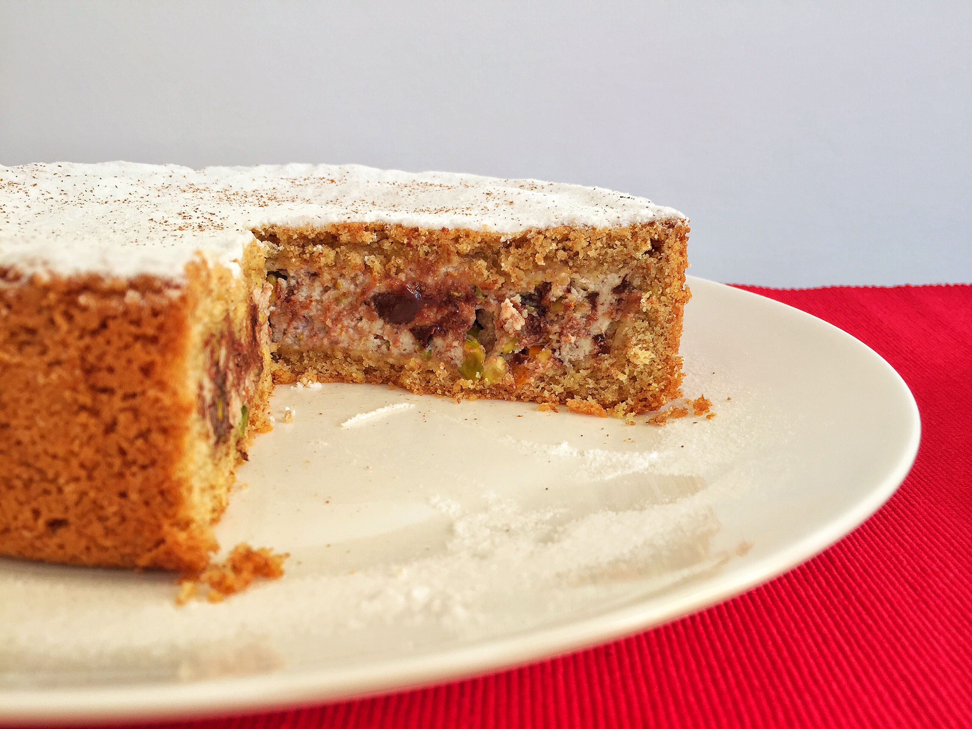 Torta di ricotta, cioccolato e pistacchi