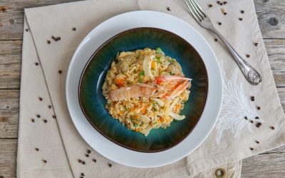 Risotto alla zucca e misto mare