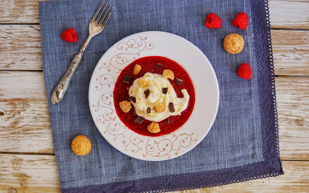 “Dolci in Pasta”: Troccoli al mascarpone su riduzione di lamponi